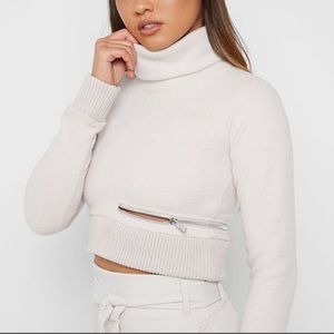 Manière De Voir High Neck Cropped Sweater
